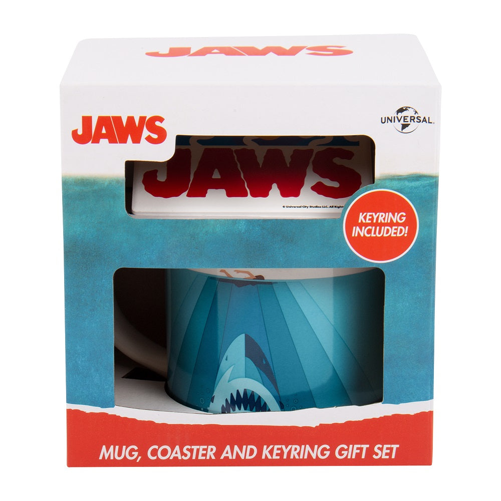 JAWS - Geschenkbox - Tasse 250 ml + Untersetzer + Schlüsselanhänger