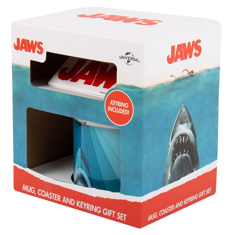 JAWS - Geschenkbox - Tasse 250 ml + Untersetzer + Schlüsselanhänger