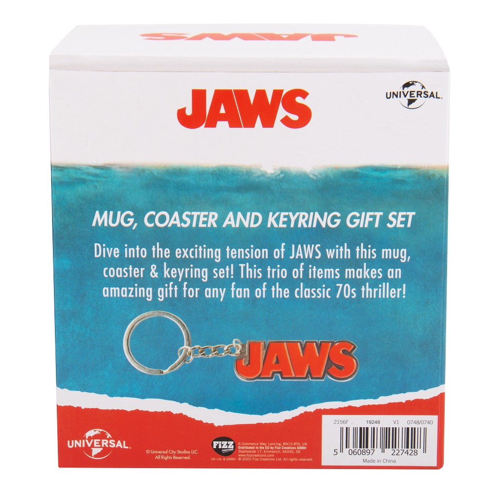 JAWS - Geschenkbox - Tasse 250 ml + Untersetzer + Schlüsselanhänger