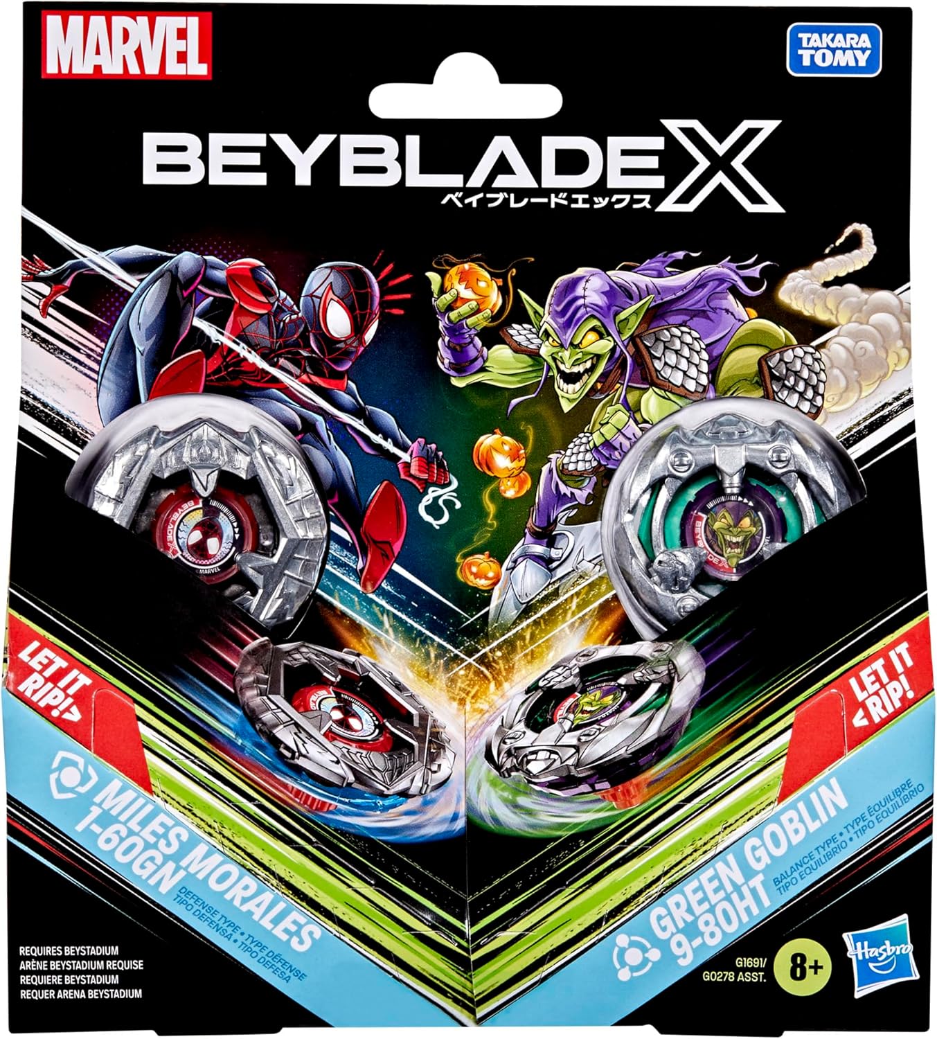 BEYBLADE X - Miles Morales 1-60GN & Green Goblin 9-80HT