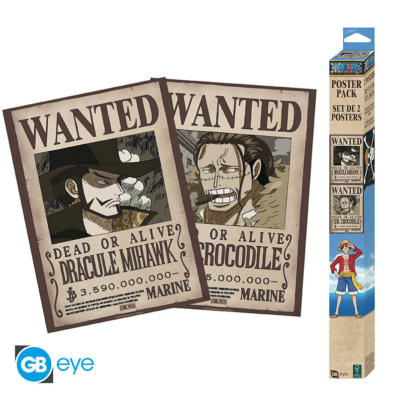 ONE PIECE - Wanted Mihawk & Crocodile - Set 2 posters '52x38'