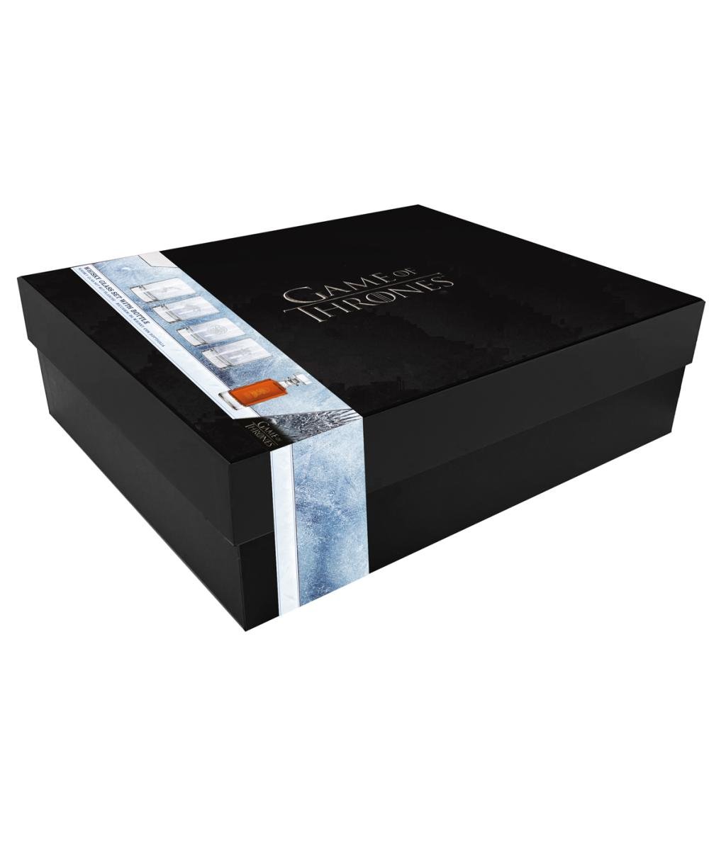 GAME OF THRONES - Set with 4 engraved whiskey glasses