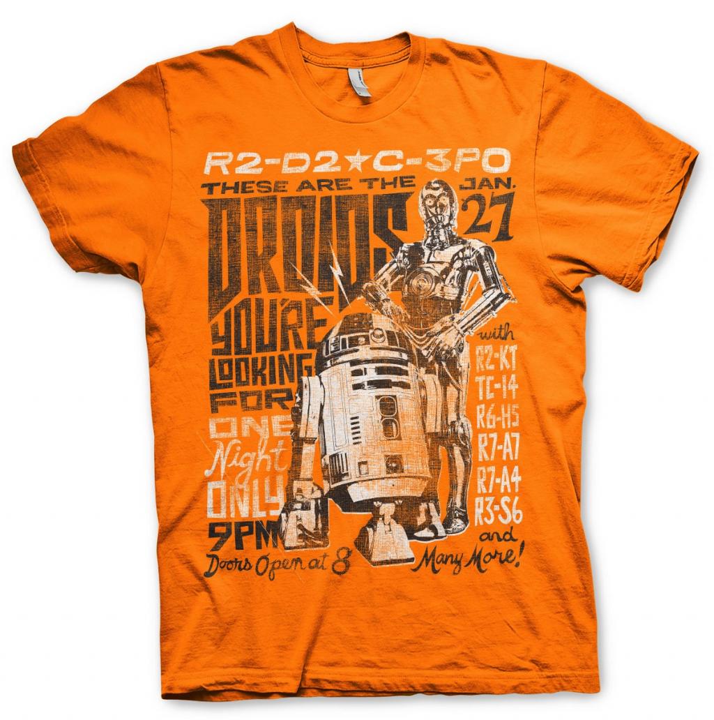 STAR WARS 7 - T-Shirt Droids Night - Orange (S)
