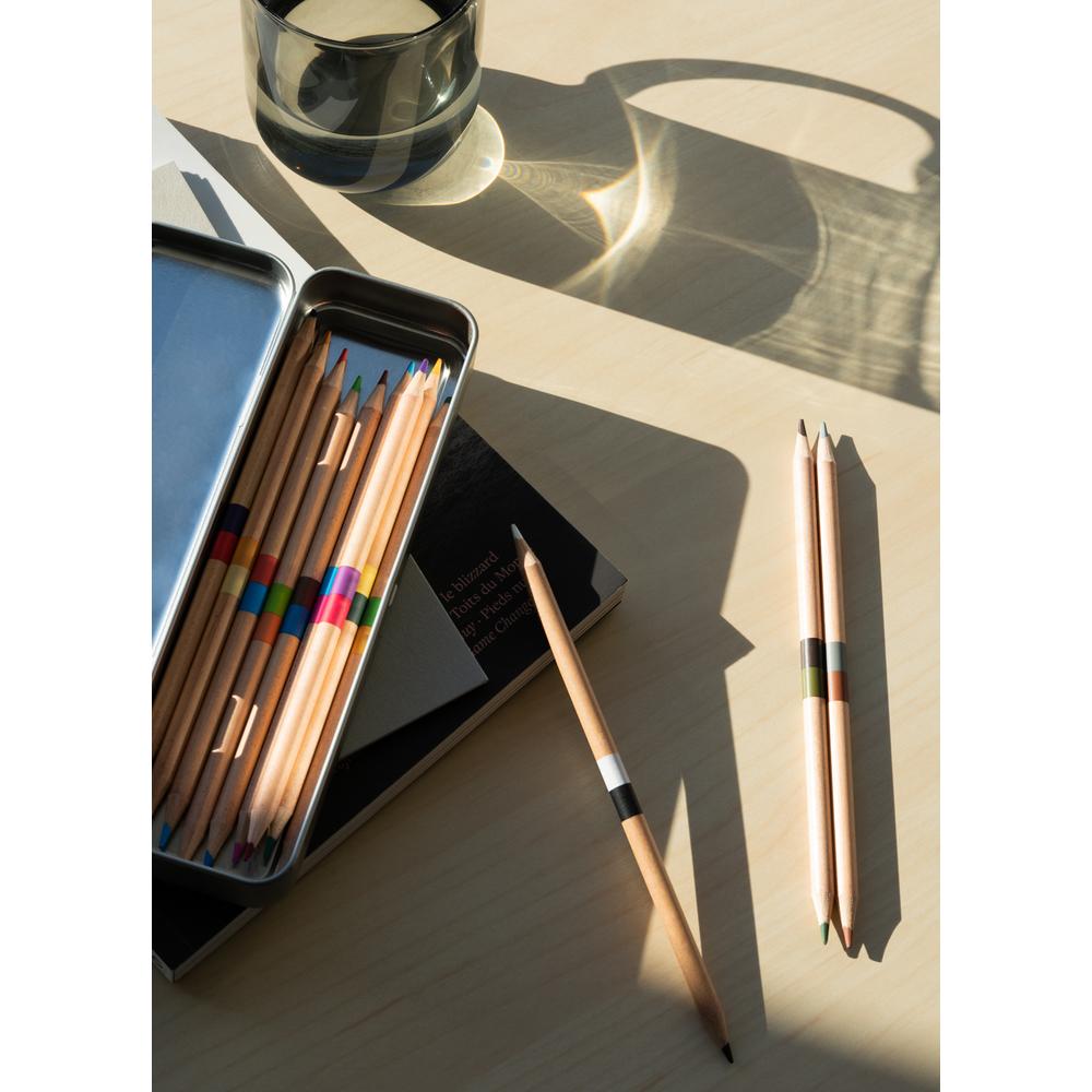 NBX - Metal Square Pencil Case + 12 Color Pencils