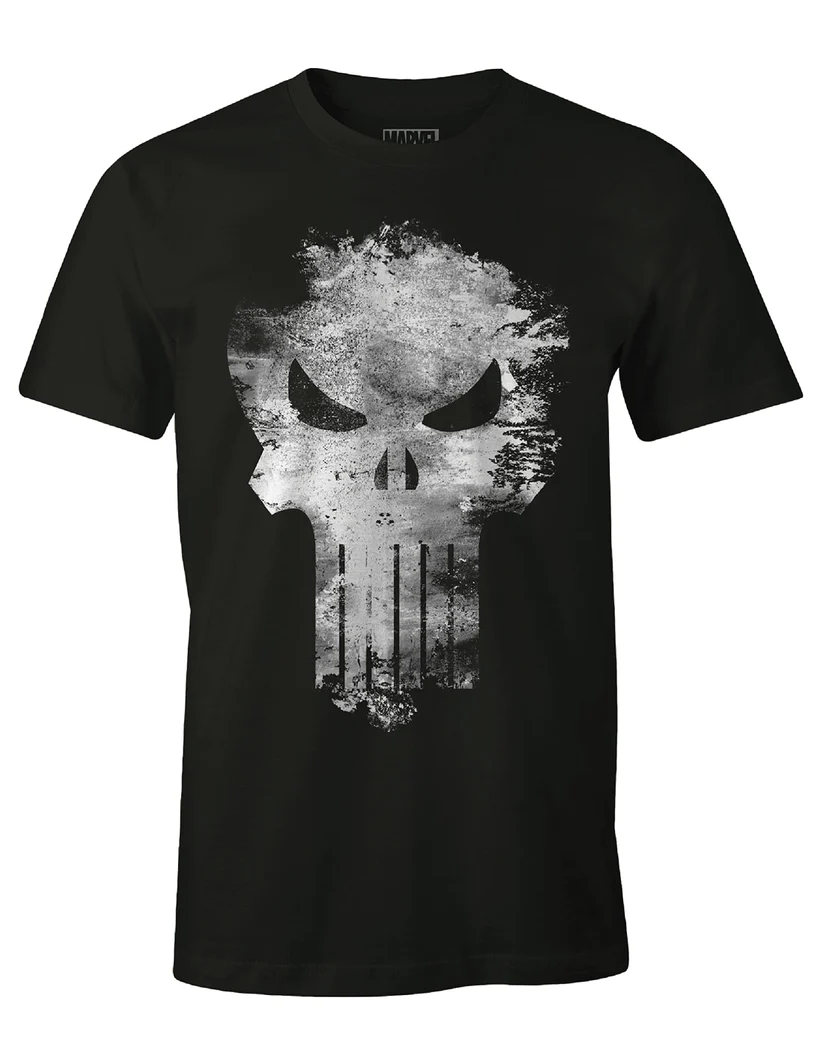 MARVEL - T-Shirt Punisher Distress Skull - Schwarz (S)