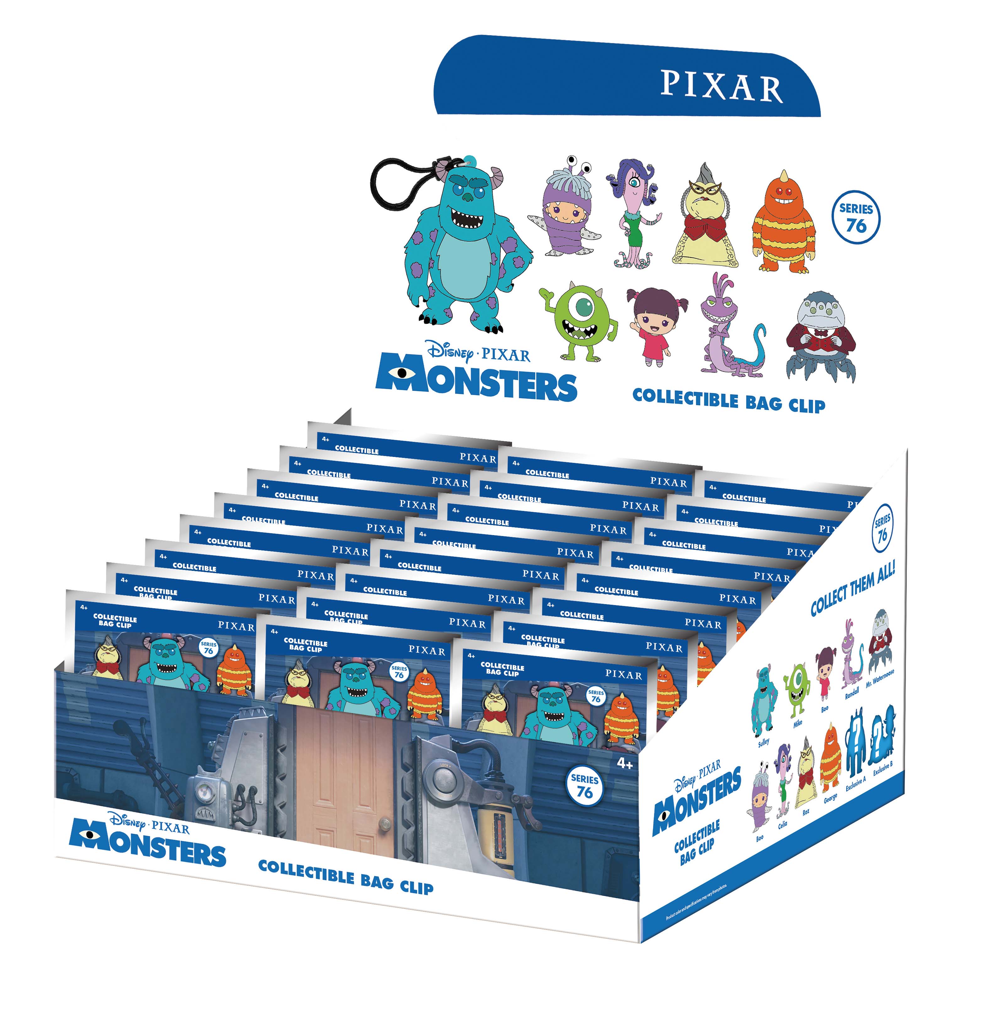 MONSTRES INC. - Series 76 - 3D Foam Bag Clip (Display 24 Pcs)