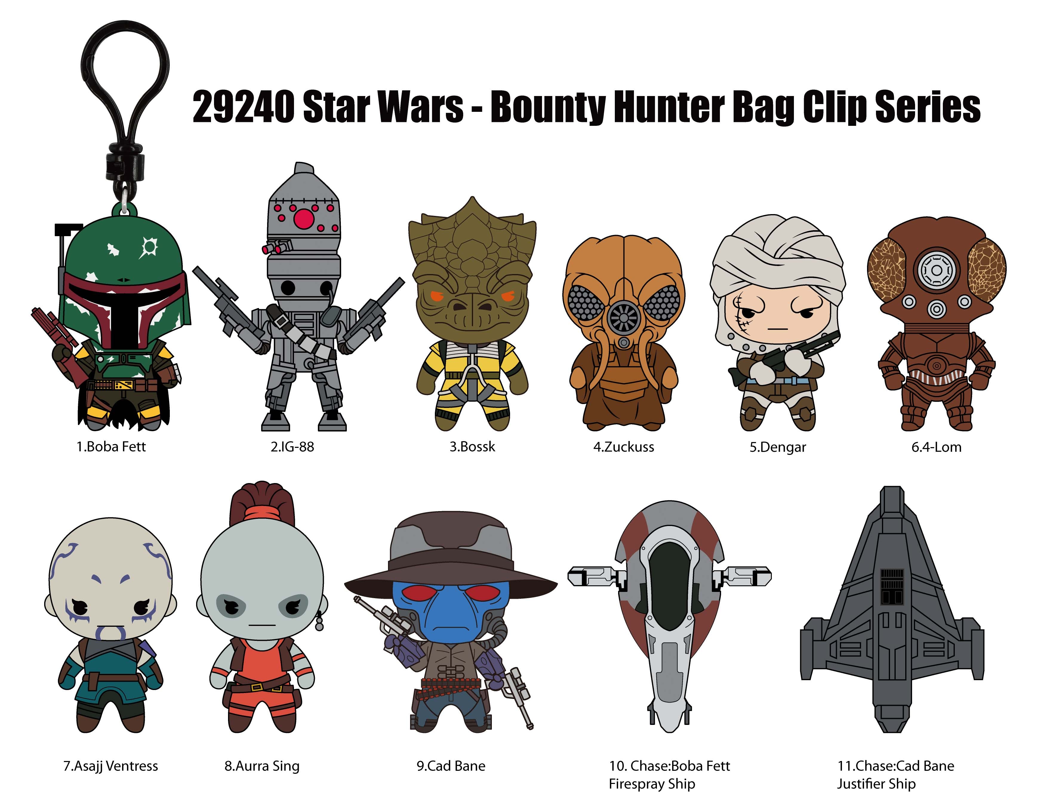 STAR WARS MOST WANTED - Series 1 - 3D Foam Bag Clip (Display 24 Pcs)