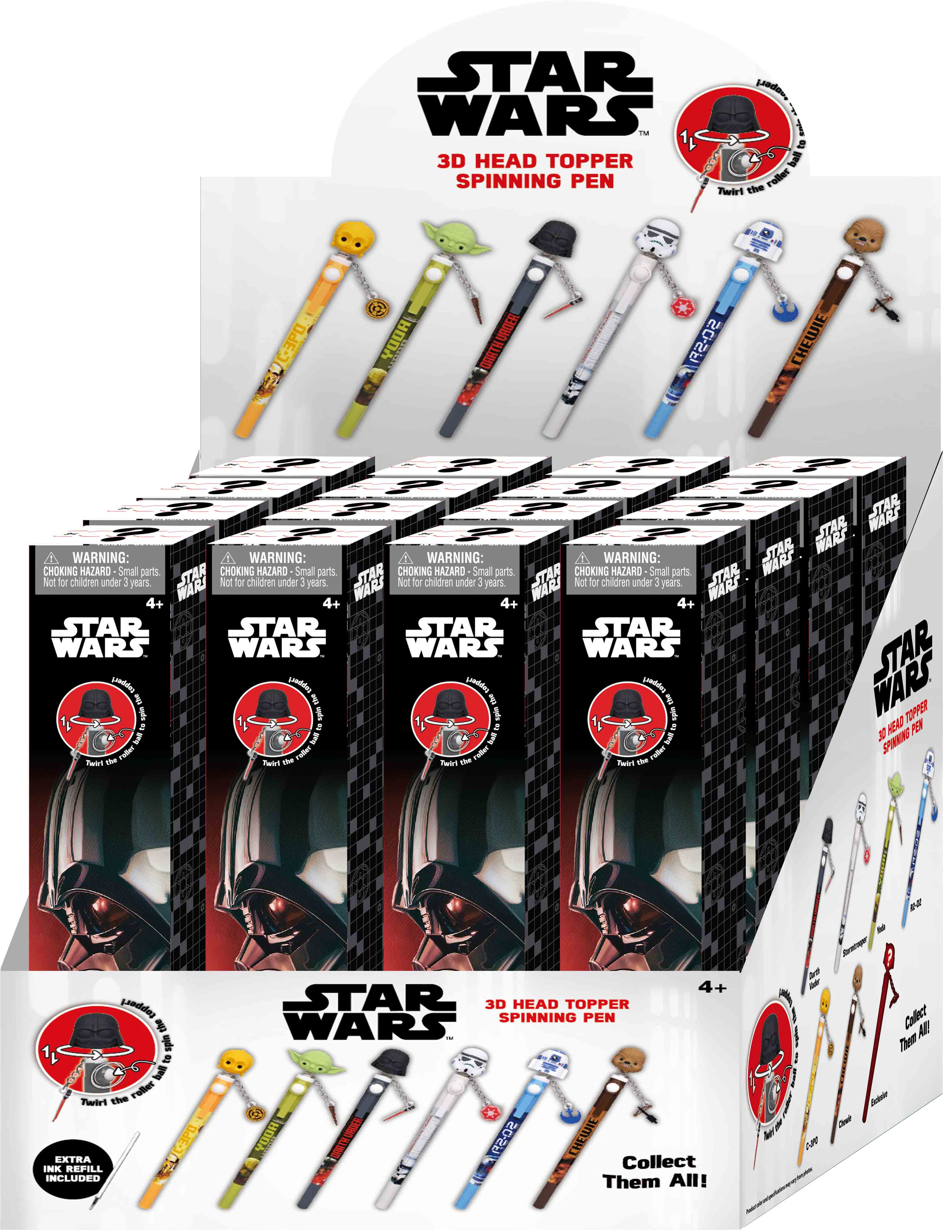 STAR WARS - 3D Head Topper Spinning Pen (Display of 16 pcs)