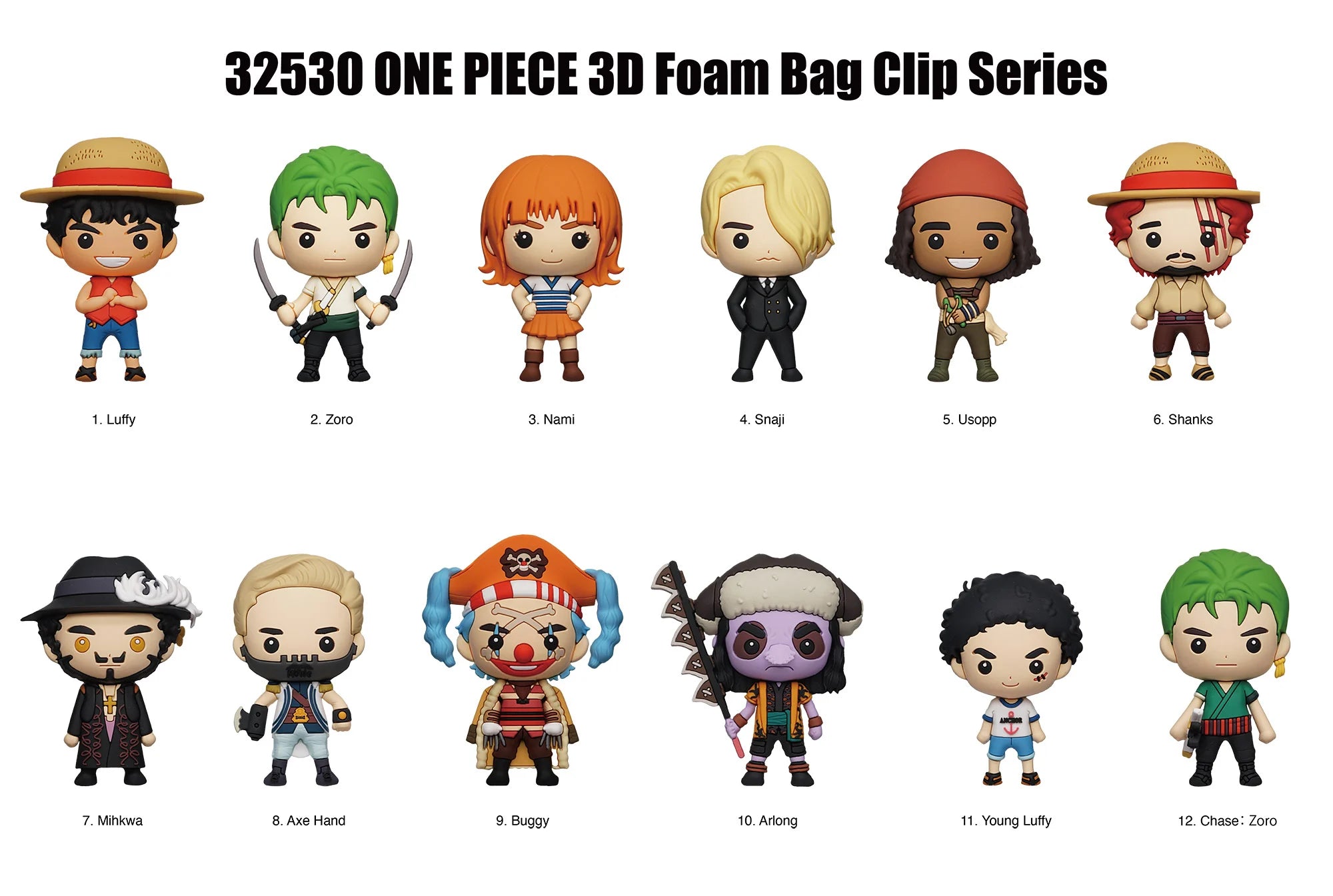 ONE PIECE - Series 1 - 3D Foam Bag Clip (Display 24 Pcs)
