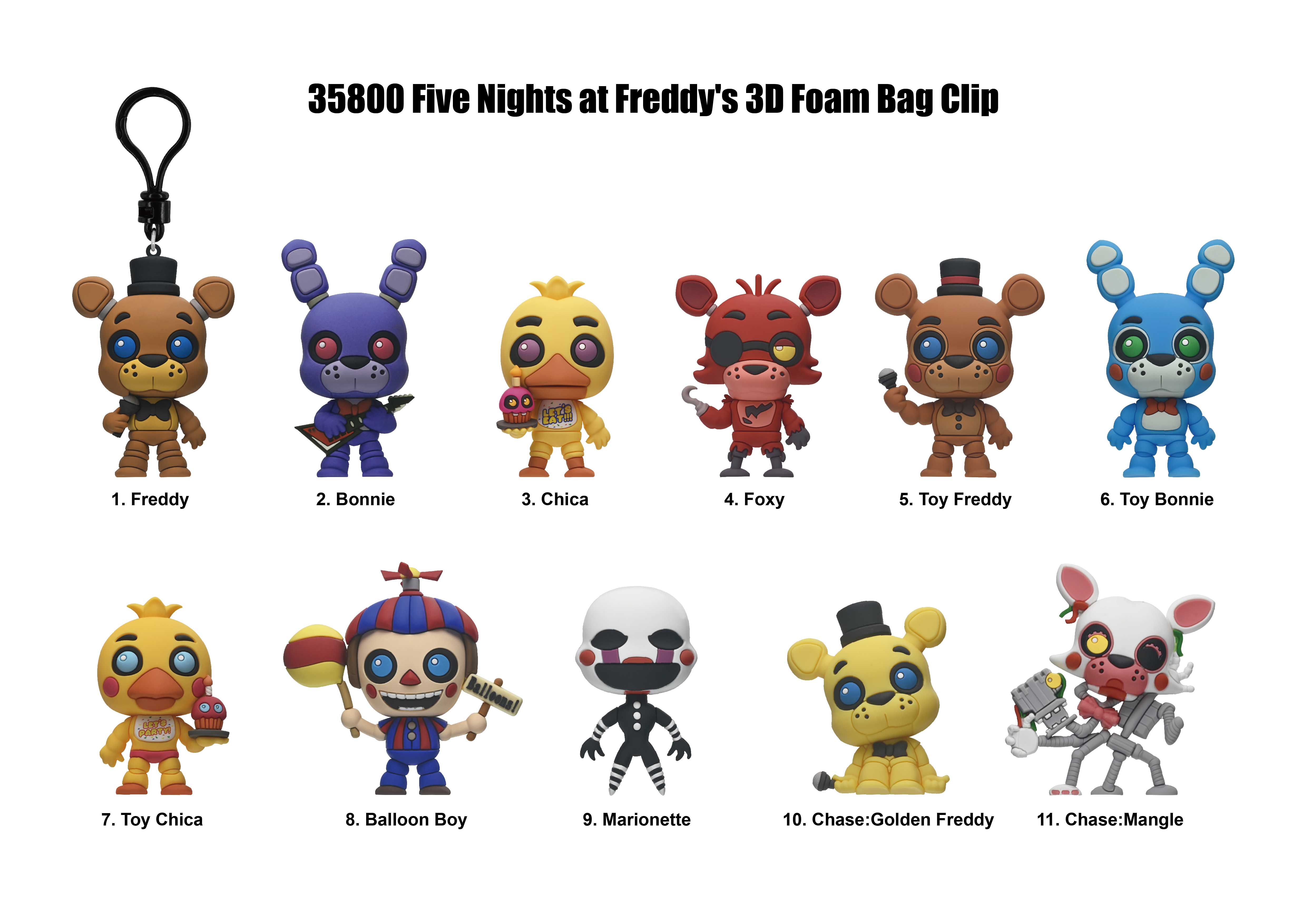 FIVE NIGHTS AT FREDDY'S - Series 1 - 3D Foam Bag Clip (Display 24 Pcs)
