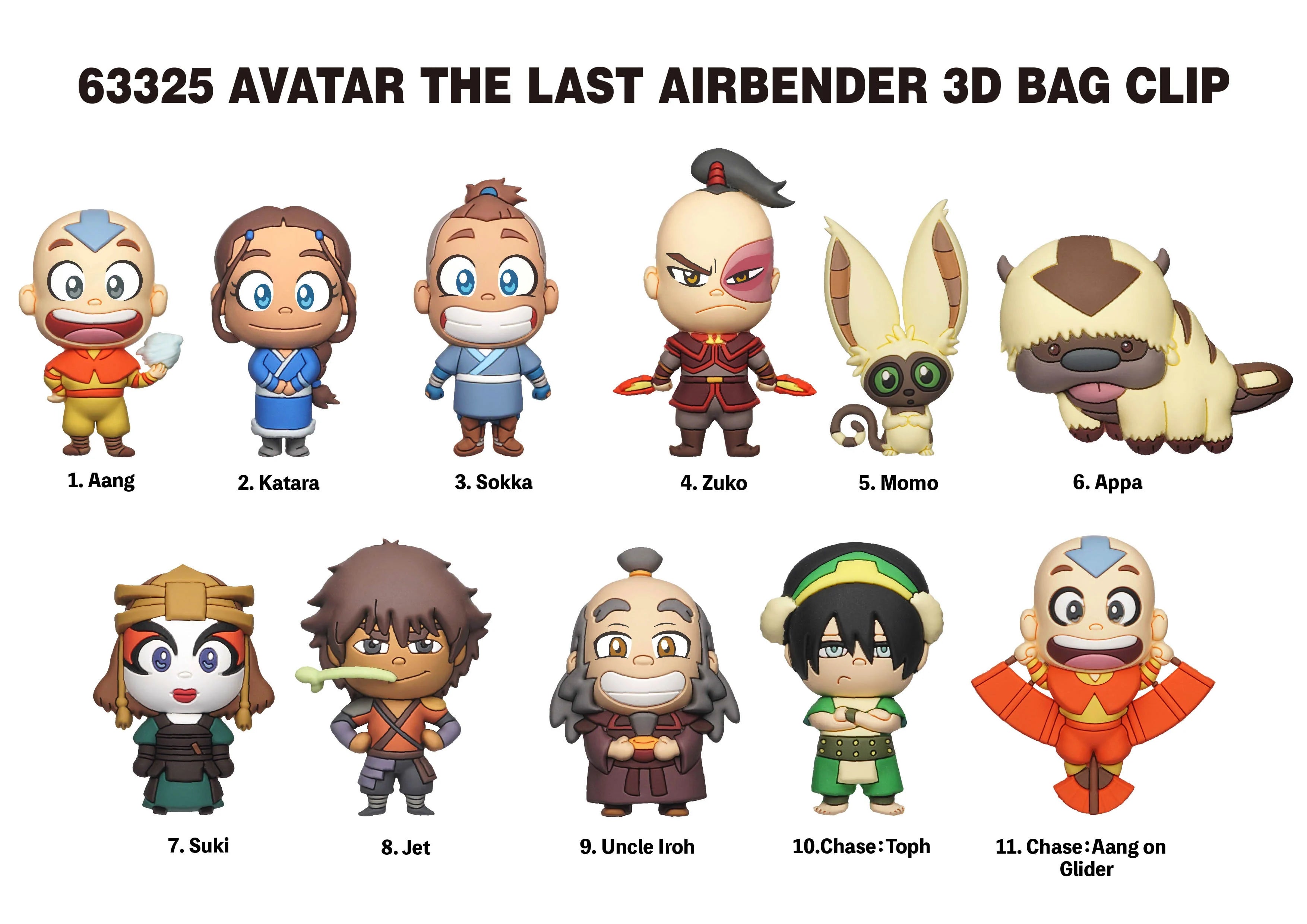 AVATAR LAST AIRBENDER - Series 1 - 3D Foam Bag Clip (Display 24 Pcs)