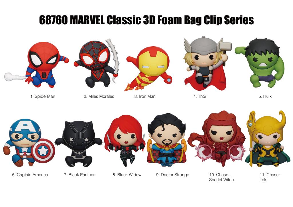 MARVEL - Classic 3D - 3D Foam Bag Clip (Display 24 Pcs)