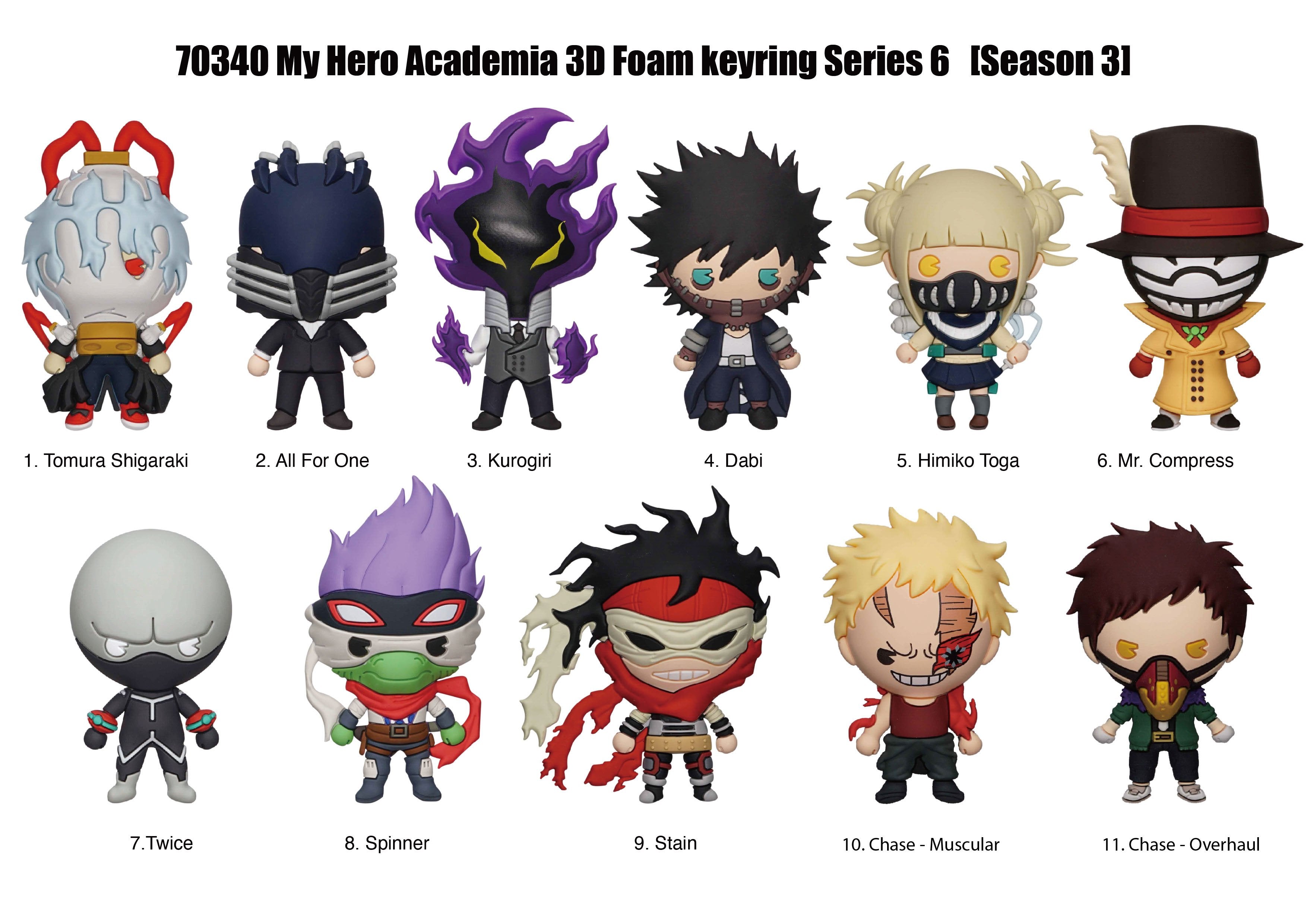MY HERO ACADEMIA - Series 6 - 3D Foam Bag Clip (Display 24 Pcs)