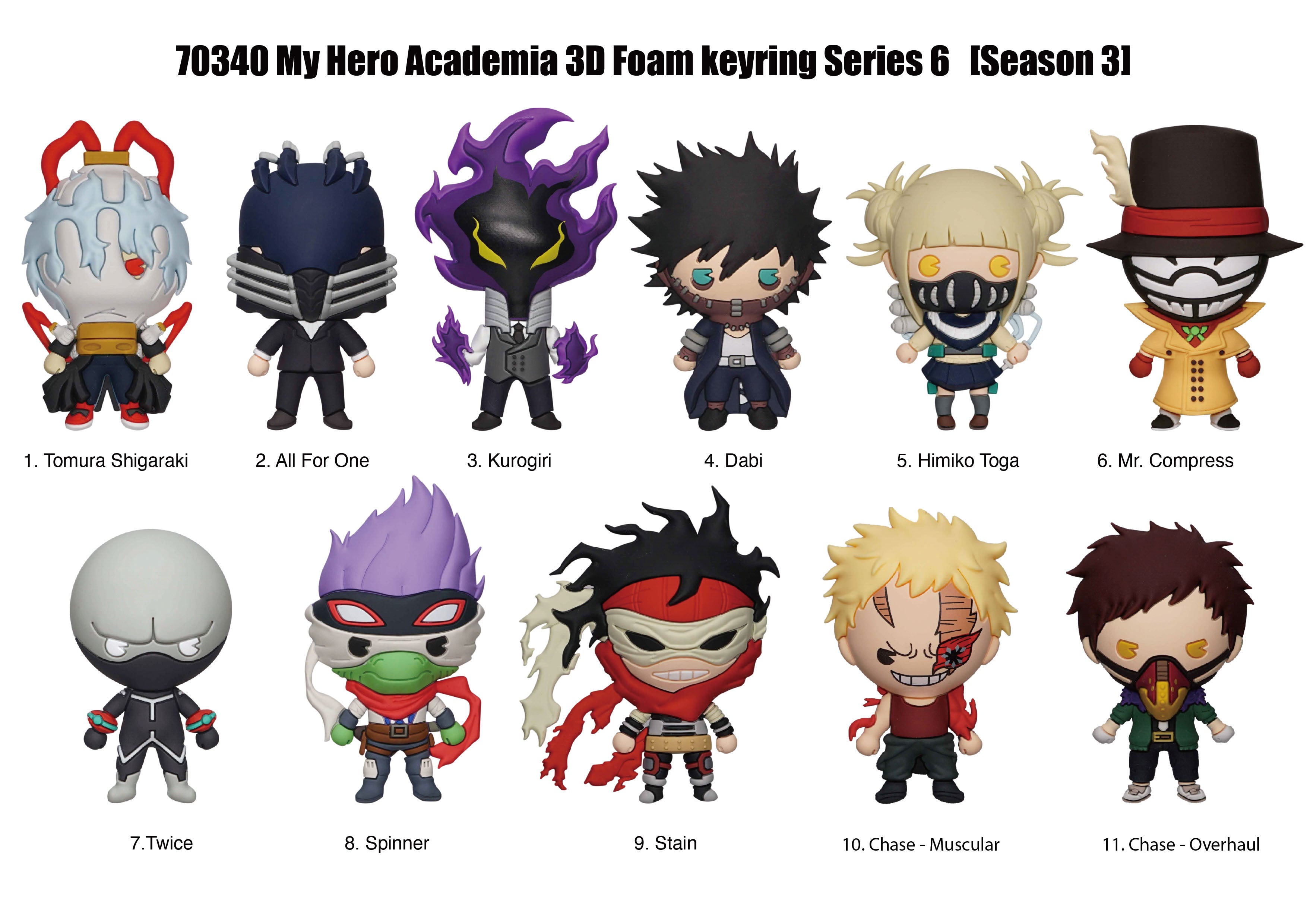 MY HERO ACADEMIA - Series 6 - 3D Foam Bag Clip (Display 24 Pcs)