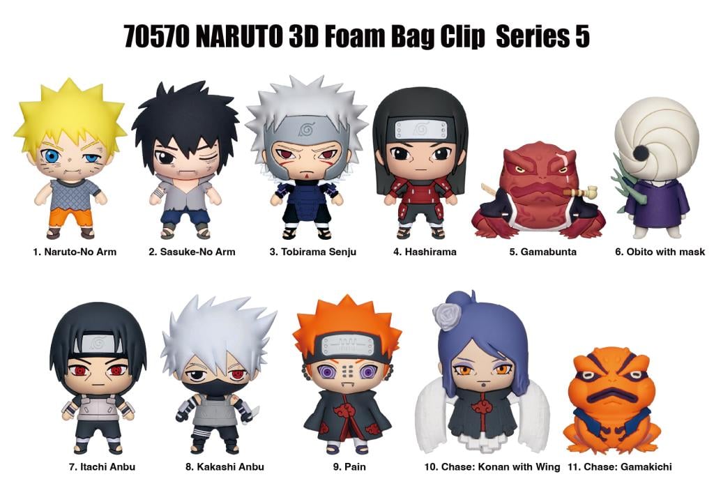 NARUTO SHIPPUDEN -  Series 5 - 3D Foam Bag Clip (Display 24 Pcs)