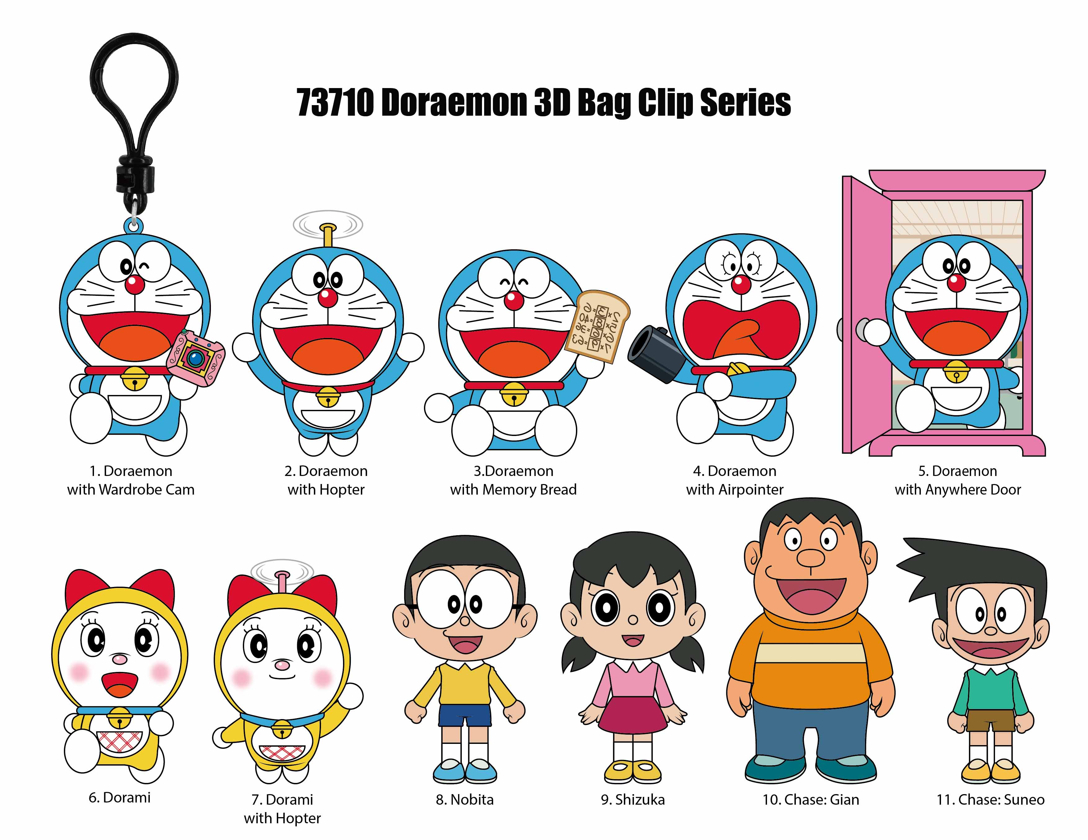 DORAEMON - Series 1 - 3D Foam Bag Clip (Display 24 Pcs)