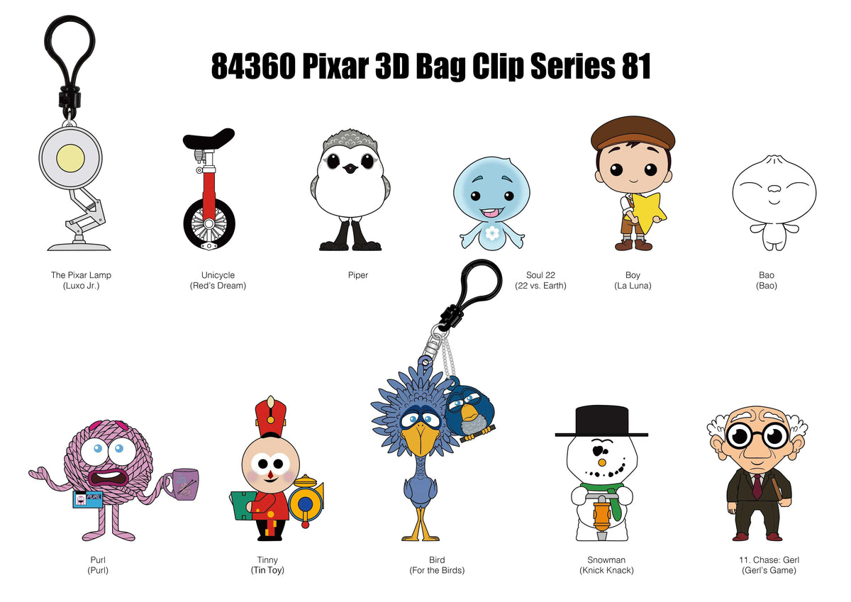 PIXAR SHORTS - Series 82 - 3D Foam Bag Clip (Display 24 Pcs)