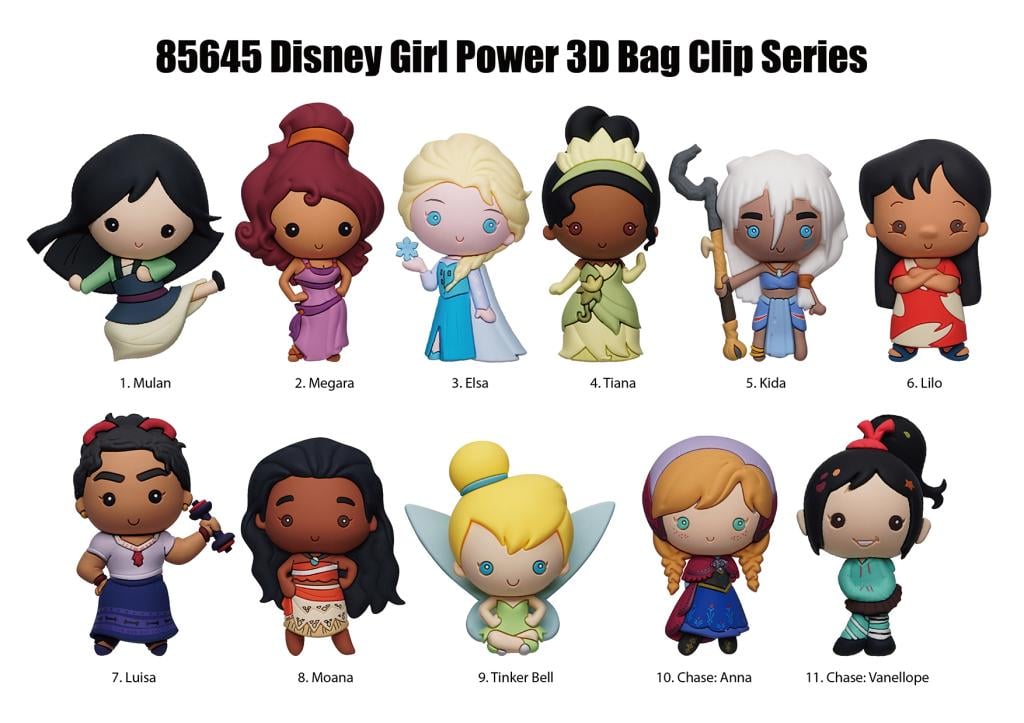 DISNEY GIRLS POWER - Series 57 - 3D Foam Bag Clip (Display 24 Pcs)