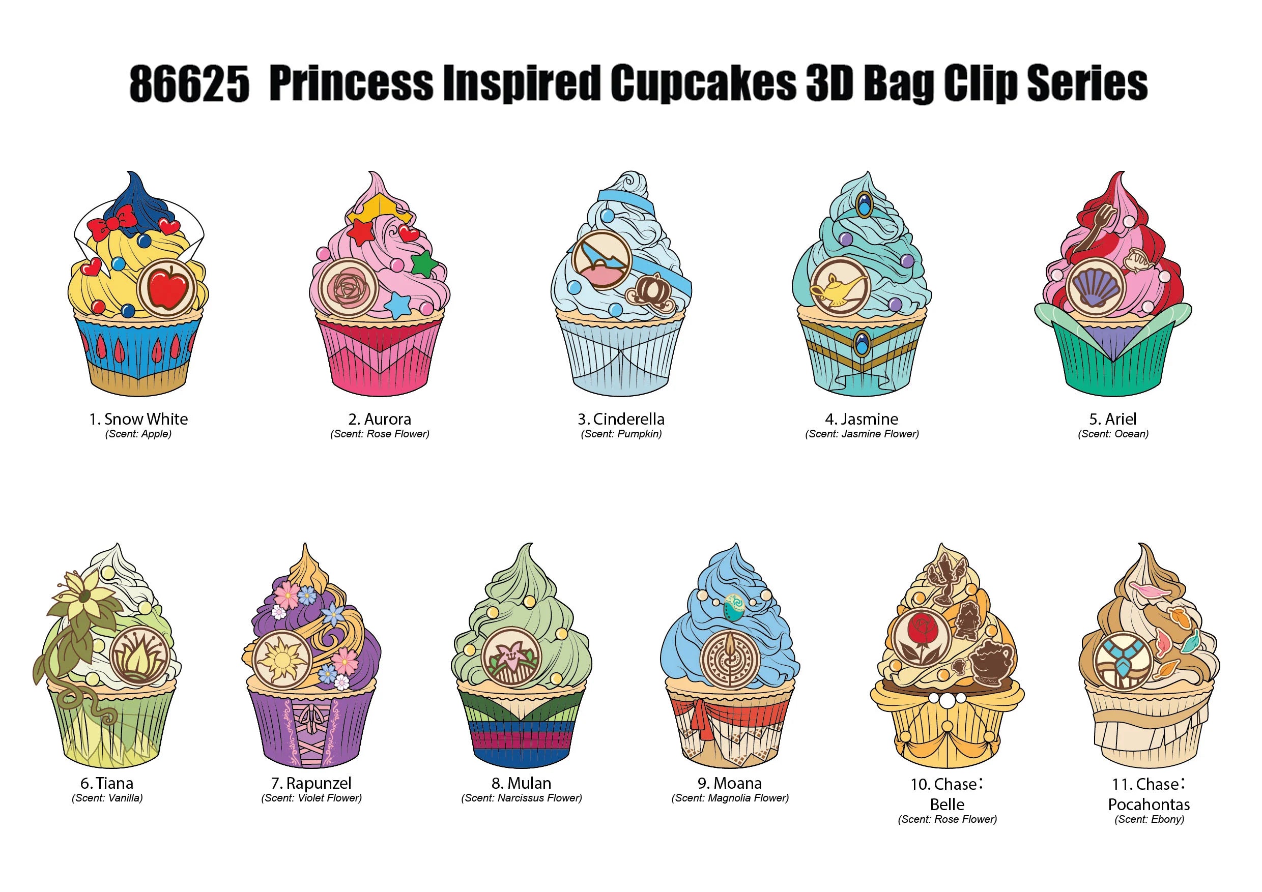 DISNEY PRINCESS - 3D Foam Bag Clip (Display 24 Pcs)
