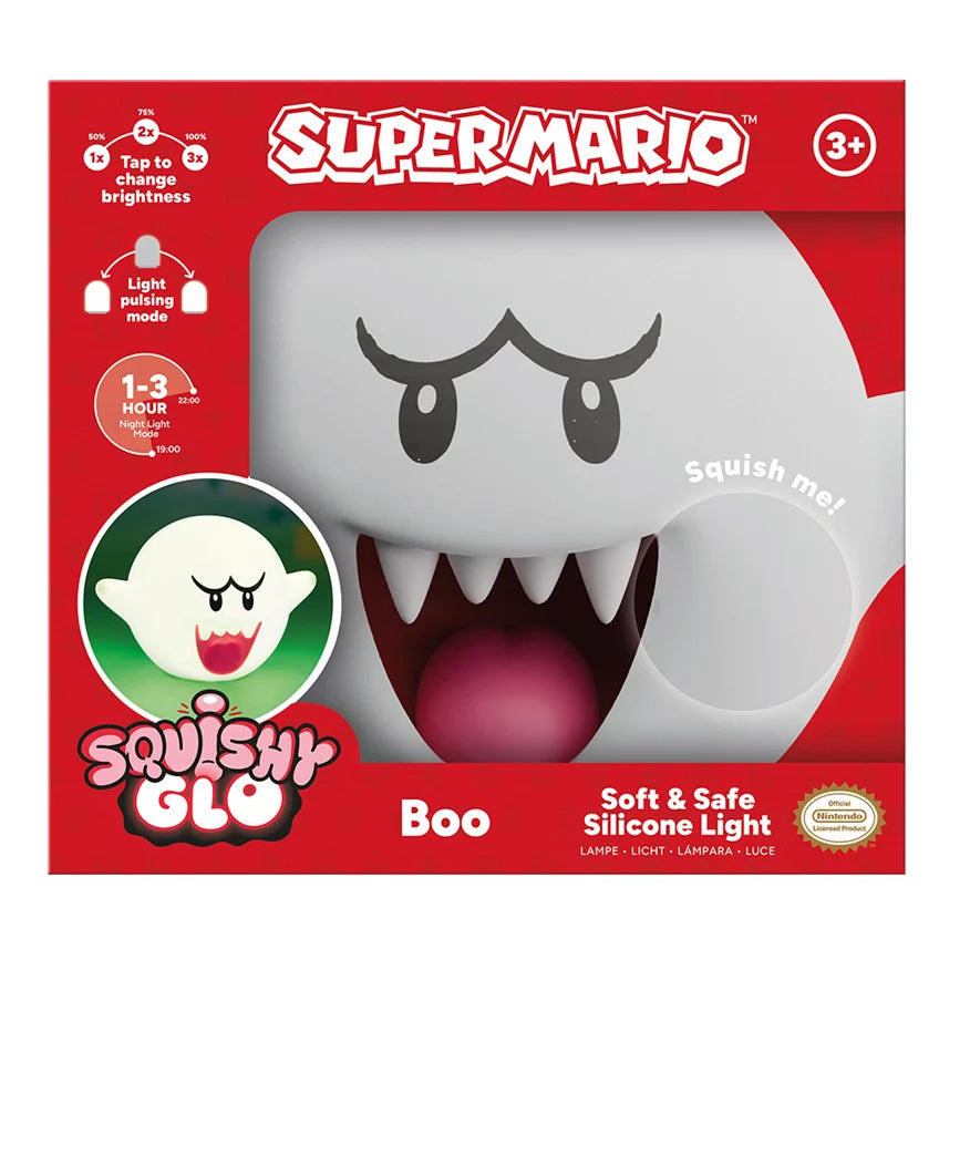 SUPER MARIO - Boo - 'SquishyGlo' Silicone Light Rechargeable 15cm