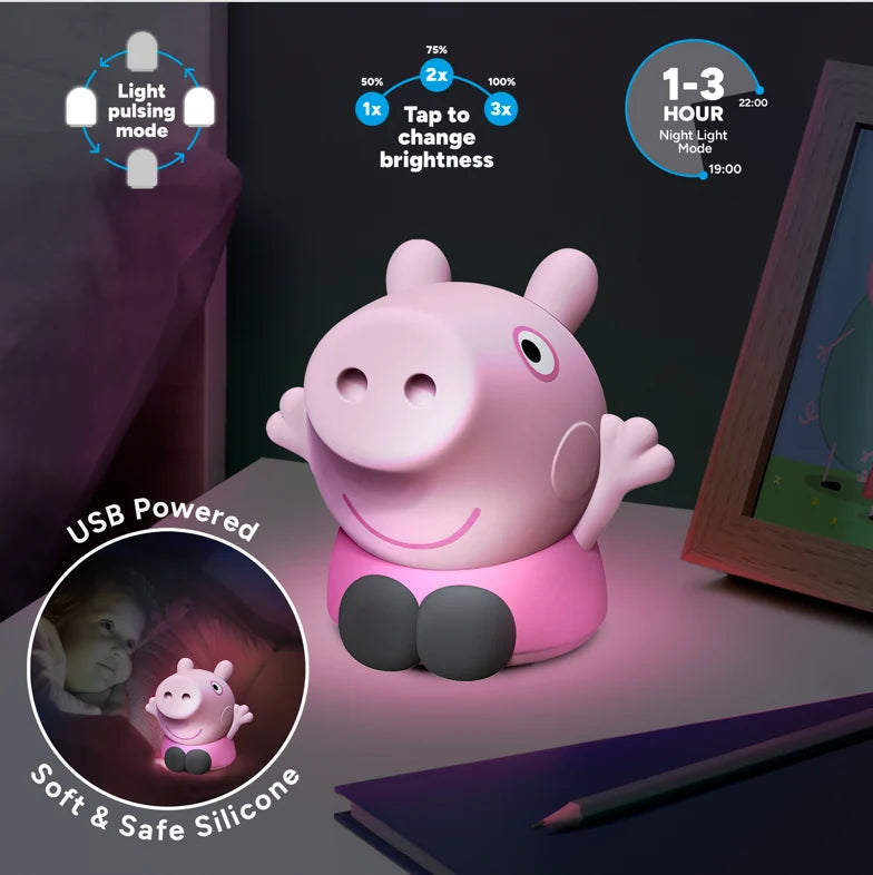 PEPPA PIG - 'SquishyGlo' Silicone Light Rechargeable 14cm