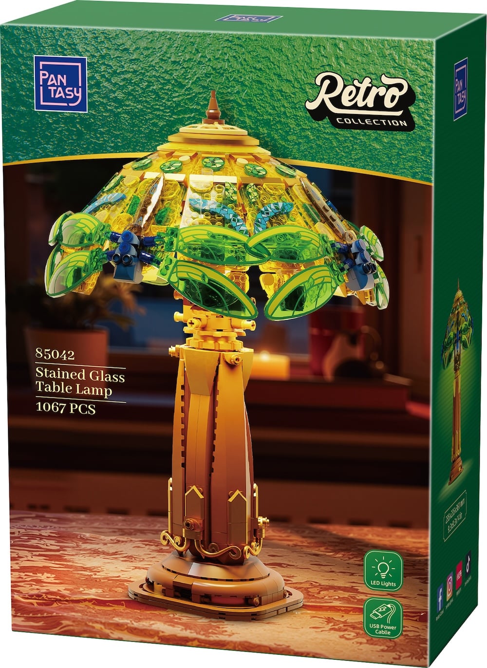 PANTASY - Stained Glass Table Lamp - Building block 1067 pcs