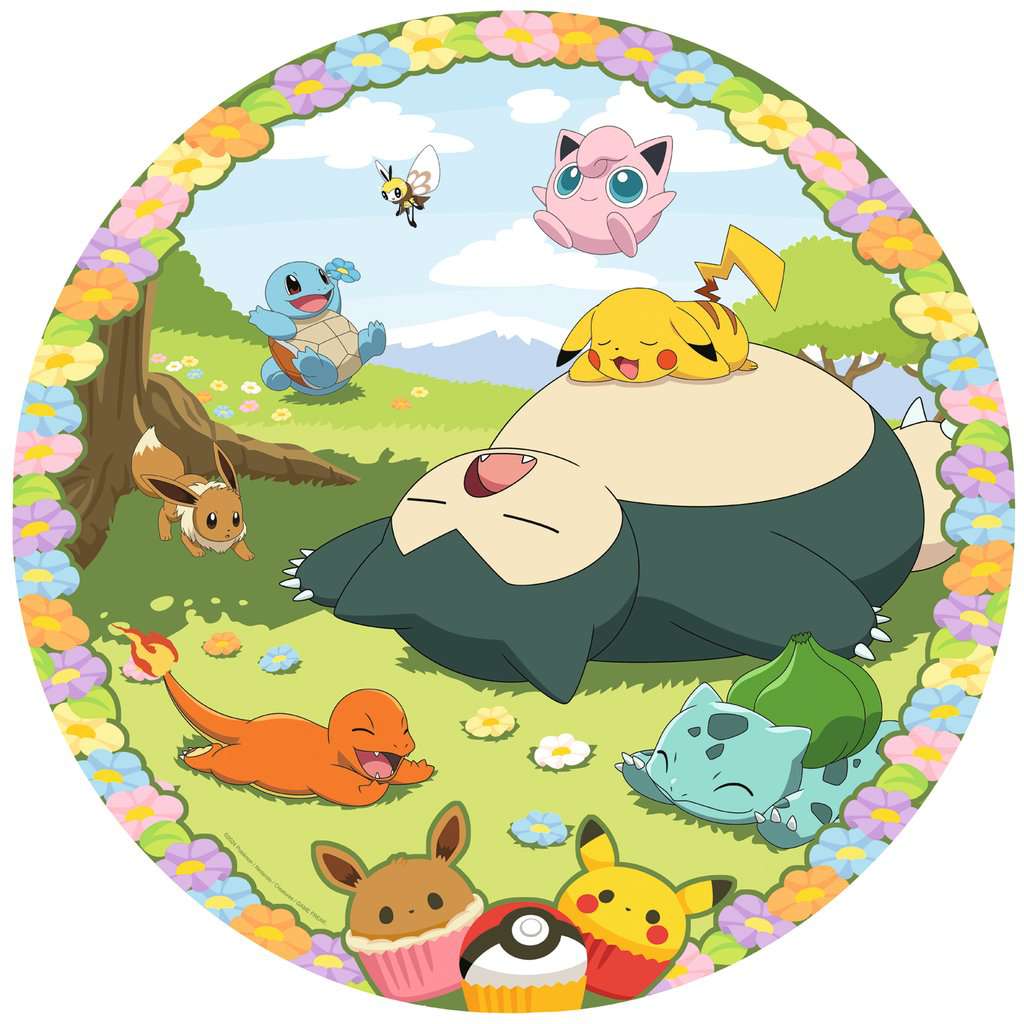 POKEMON - Puzzle Round 500p - Pokemon on flowers