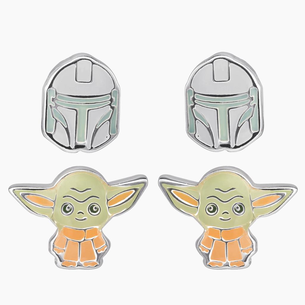 THE MANDALORIAN - 2 Pairs of Studs Earrings - Silver Plated Brass
