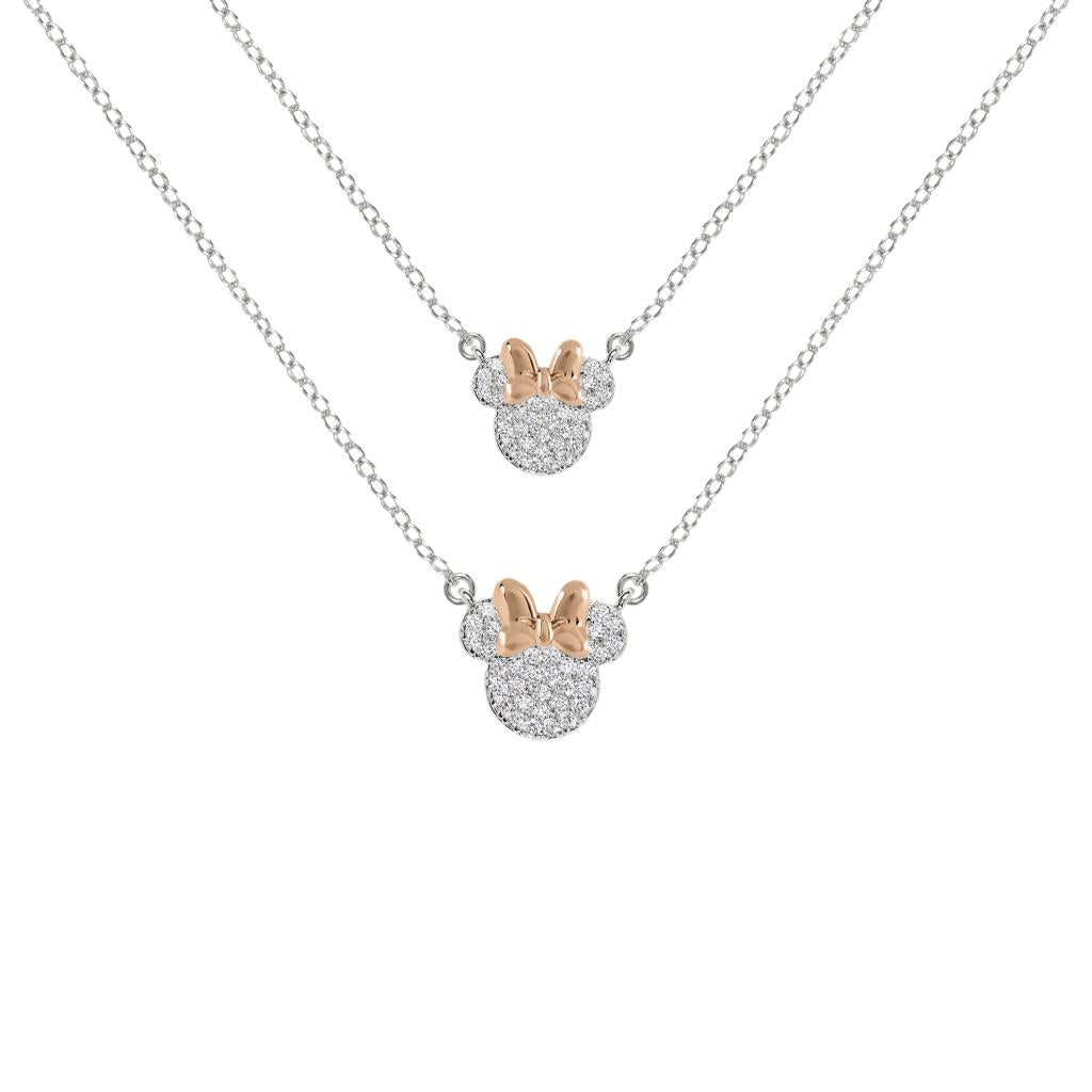 MINNIE - Mother & Daughter Set - 2 Shiny Silver Brass Plated Necklaces