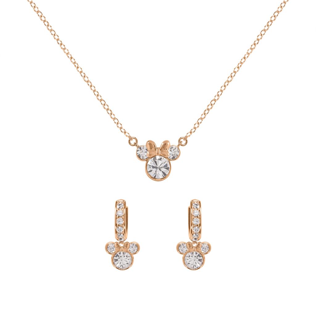 MINNIE -Mother & Daughter Set- Silver Brass Plated Necklace + Earrings