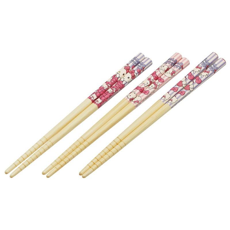 HELLO KITTY – Hello Kitty – Set mit 3 Paar Essstäbchen aus Bambus
