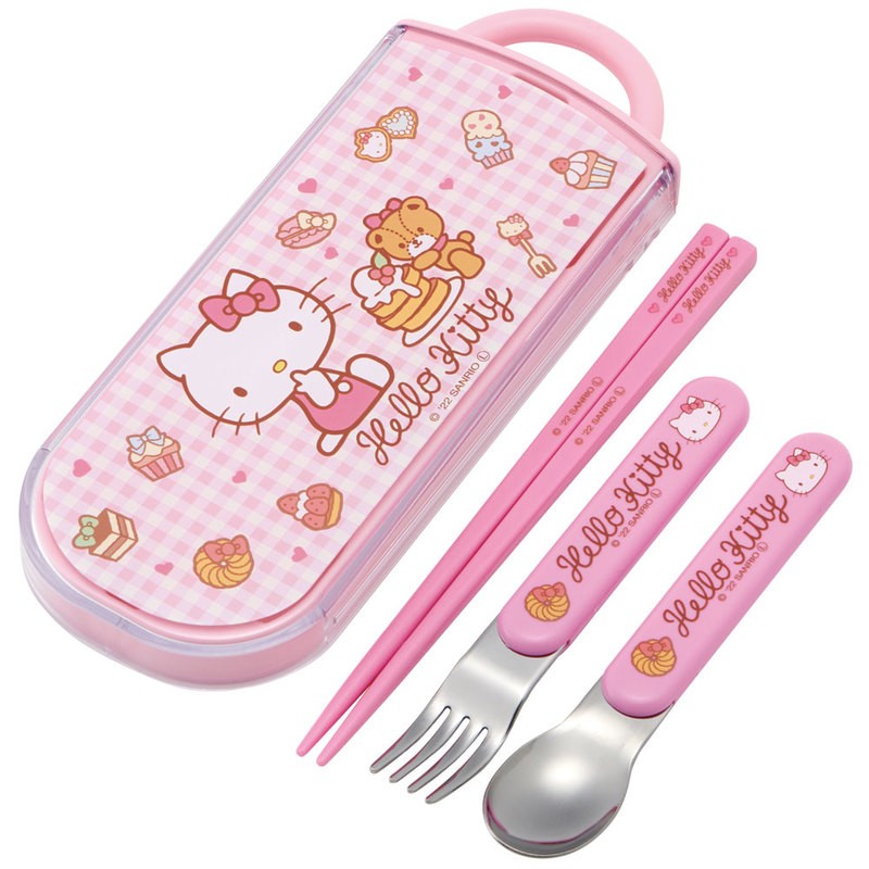 HELLO KITTY – Sweety Pink – Essstäbchen-Löffel- und Gabel-Set