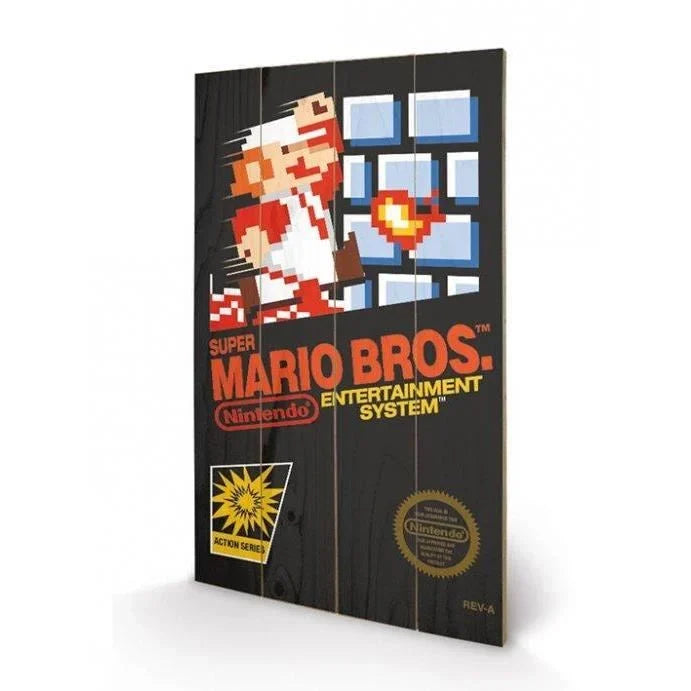NINTENDO - Druck auf Holz 40X59 - Super Mario Bros NES Cover