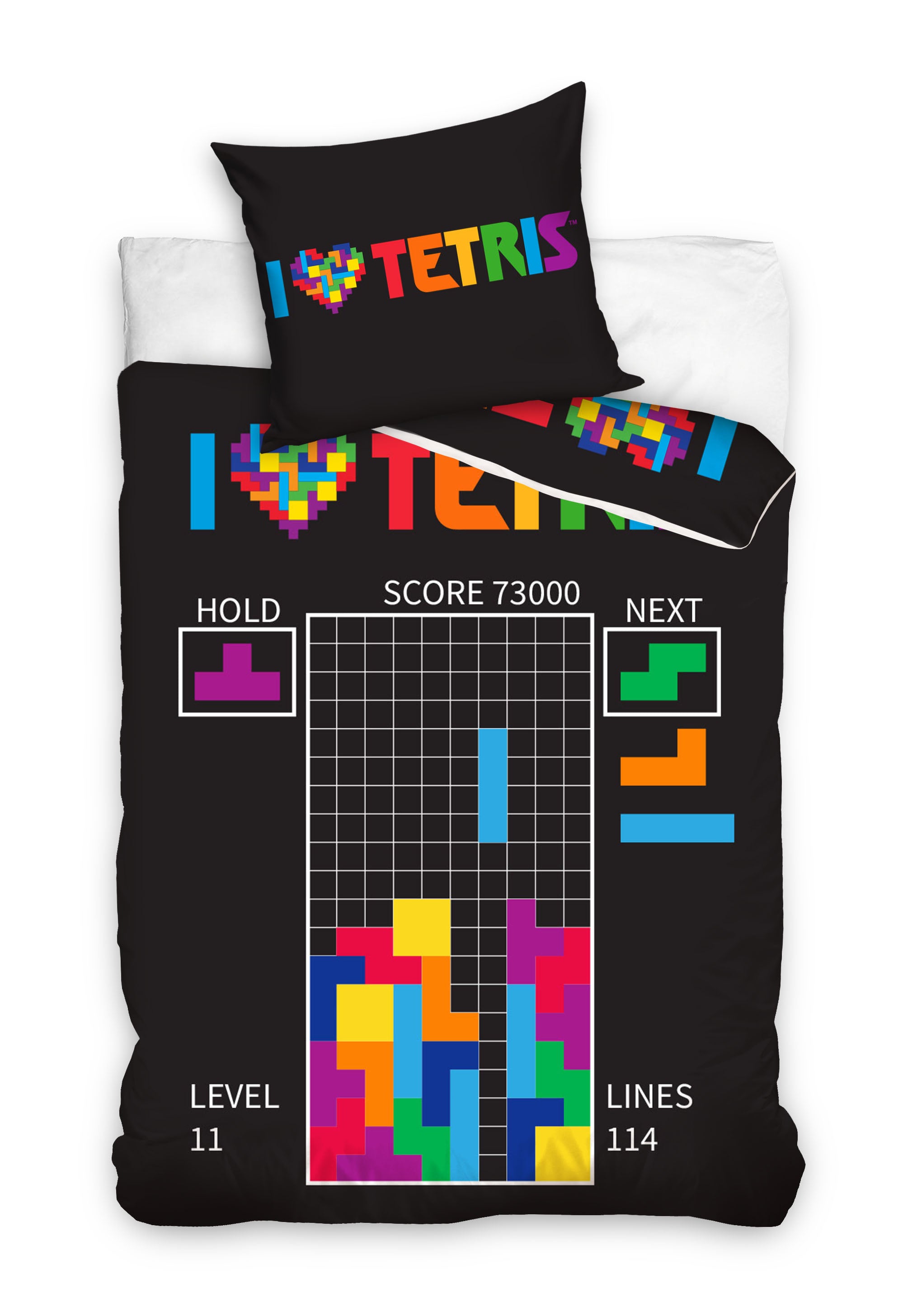 TETRIS – Bettbezug 140 x 200 cm + Kissen 60 x 70 cm – „100 % Baumwolle“