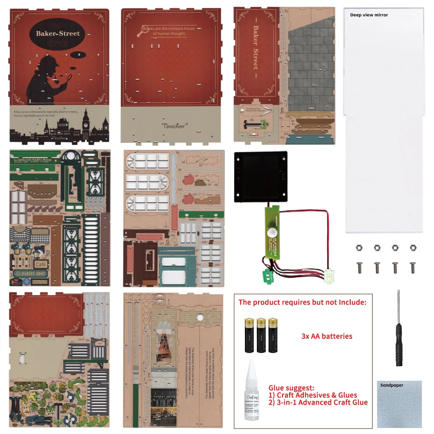 BOOK NOOK KIT - DIY- Baker Street - 141pcs + LED Light