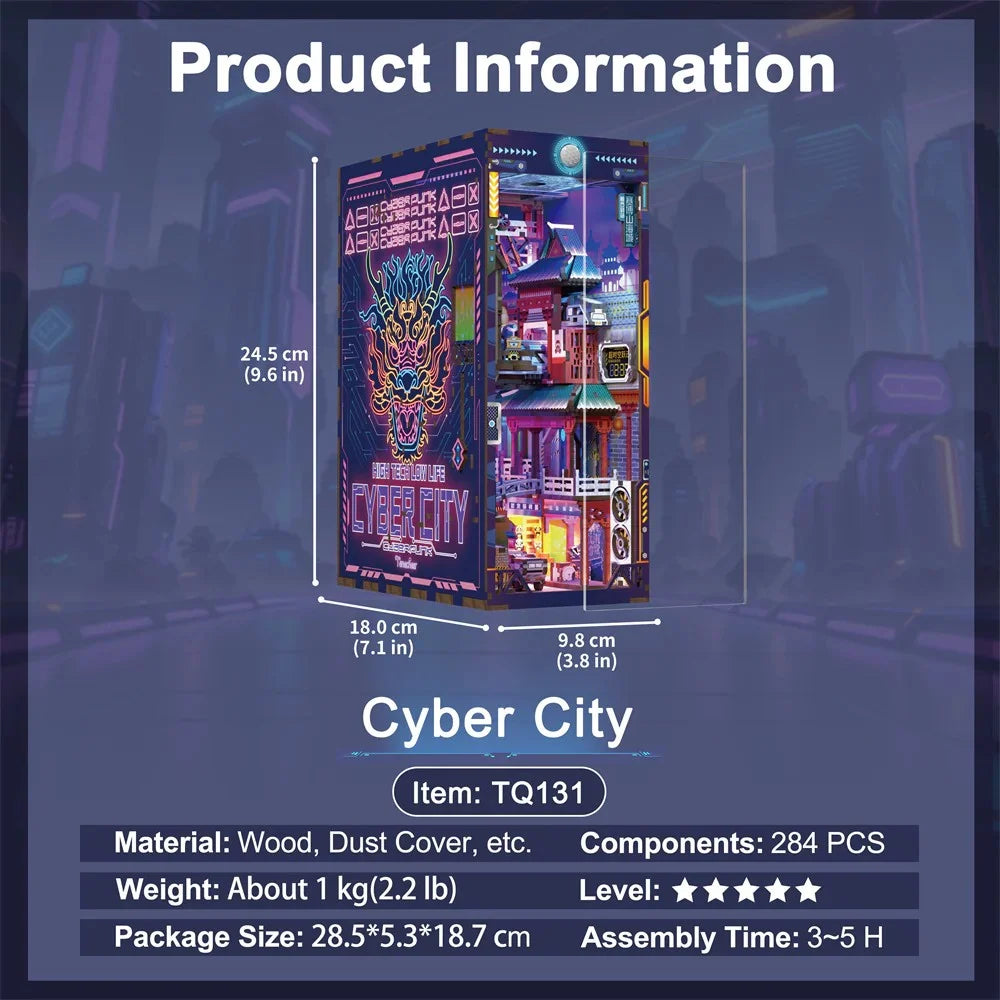 BOOK NOOK KIT - DIY- Cyber City - 284pcs + LED Light