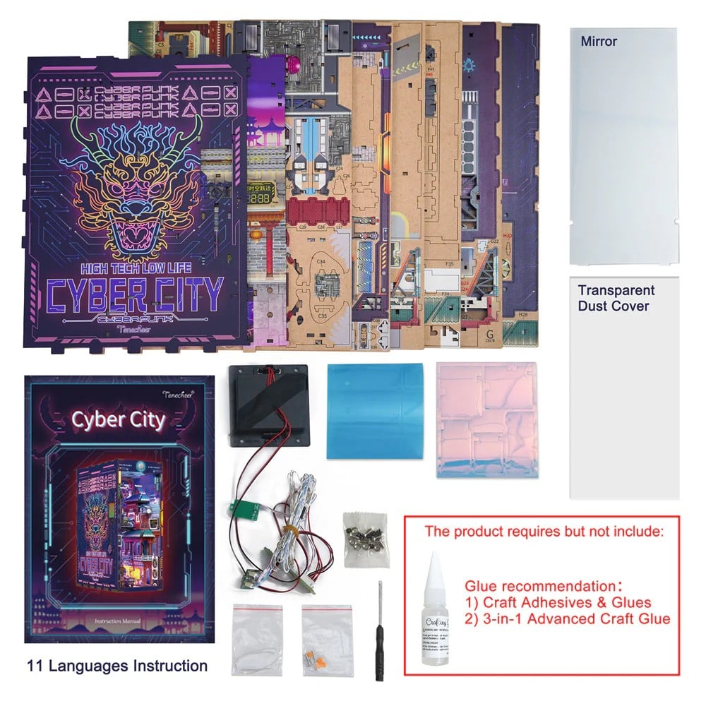 BOOK NOOK KIT - DIY- Cyber City - 284pcs + LED Light