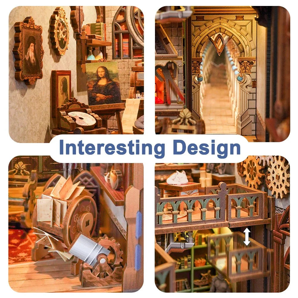 BOOK NOOK KIT - DIY- Leonardo Da Vinci - 387pcs + LED Light