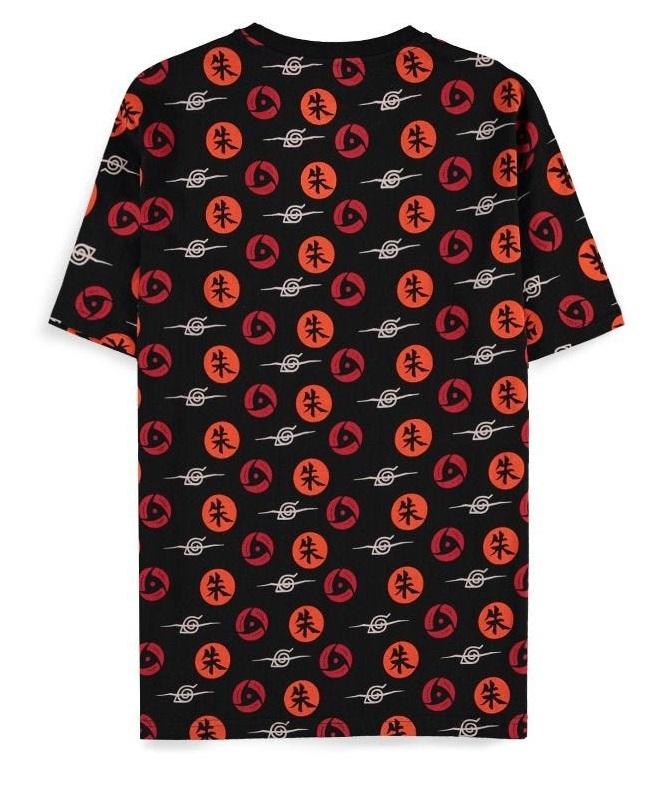 NARUTO SHIPPUDEN – Naruto-Symbole – Schwarzes T-Shirt für Herren (M)