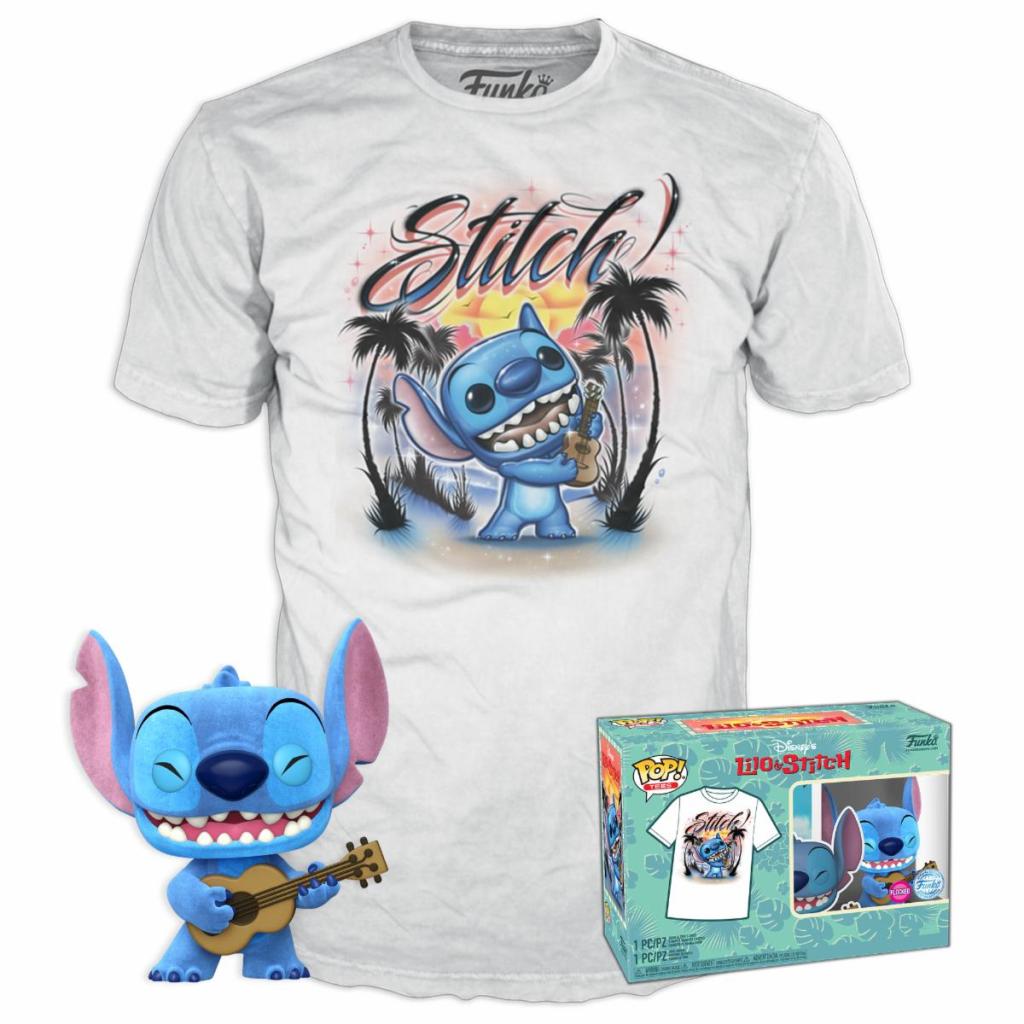 DISNEY - POP Nr. 1044 - Ukelele Stitch (FLOCKED) + T-Shirt (M)