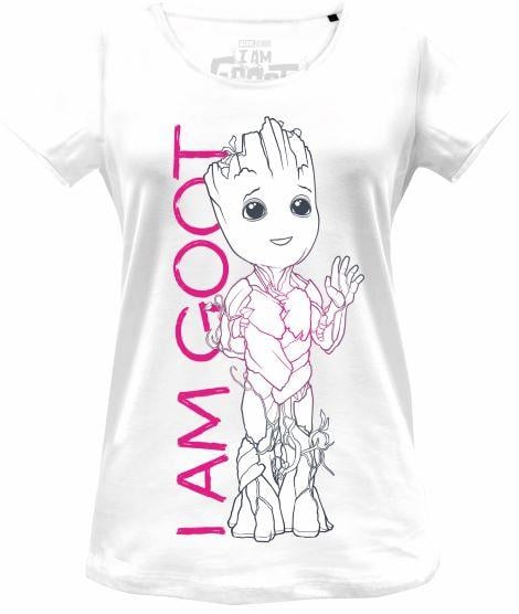 MARVEL - Baby Groot Line With I Am Groot Text - T-Shirt Damen (S)