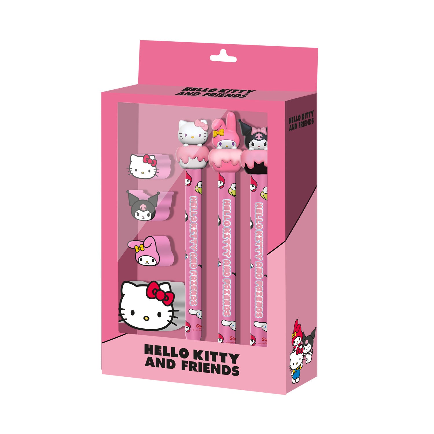 HELLO KITTY & Friends - Cake - Set of 3 Pencils + 4 Erasers