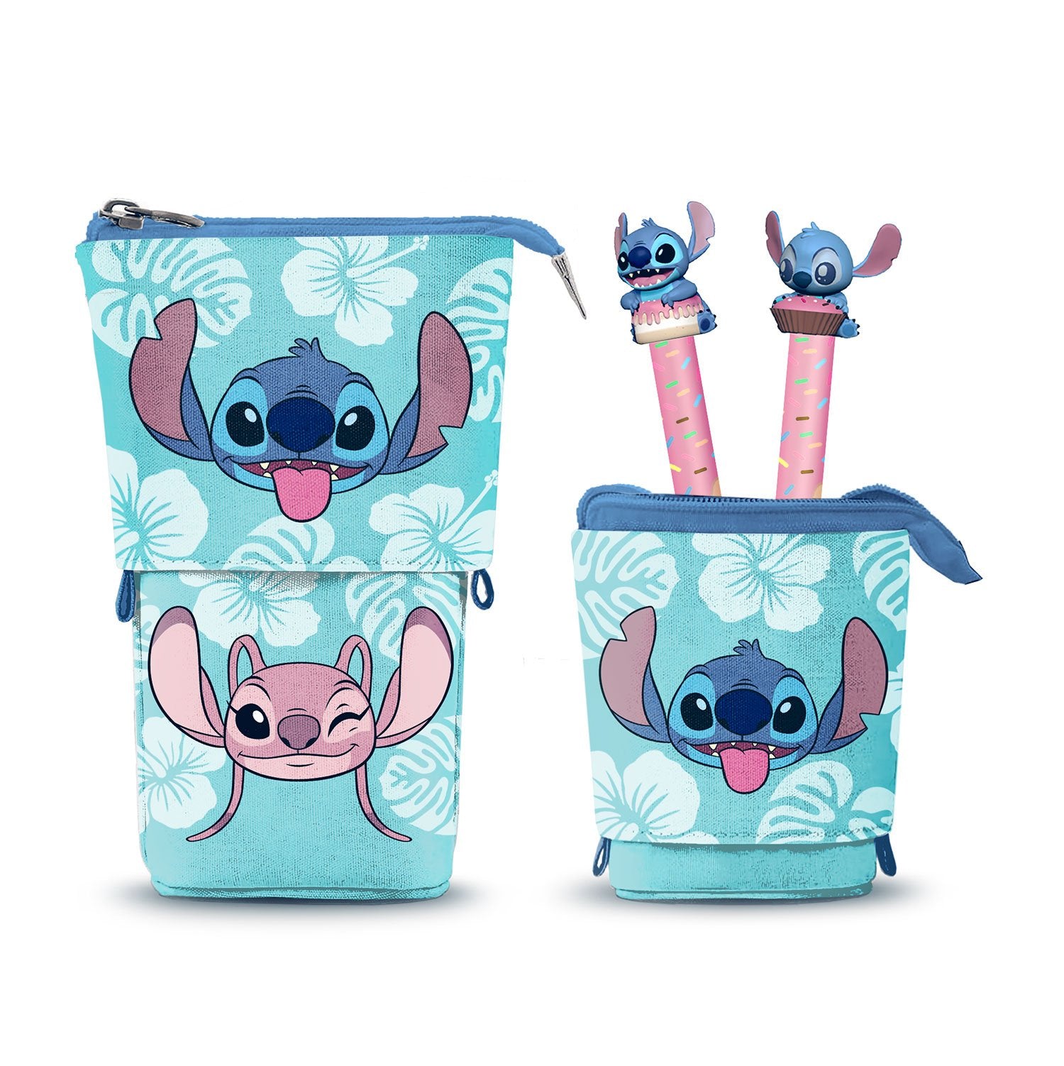 STITCH & ANGEL - Vertical "Cute" Pencil Case + 2 Gel Pen