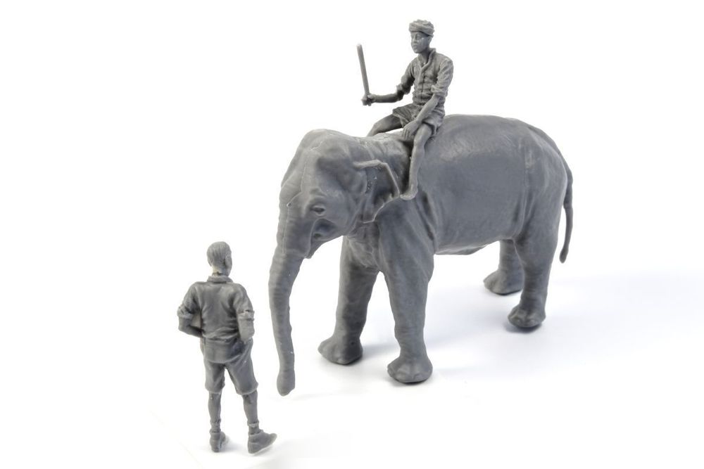 WWII RAF Mechanic in India+Elephant with Mahout (2 Fig. + Elephant)