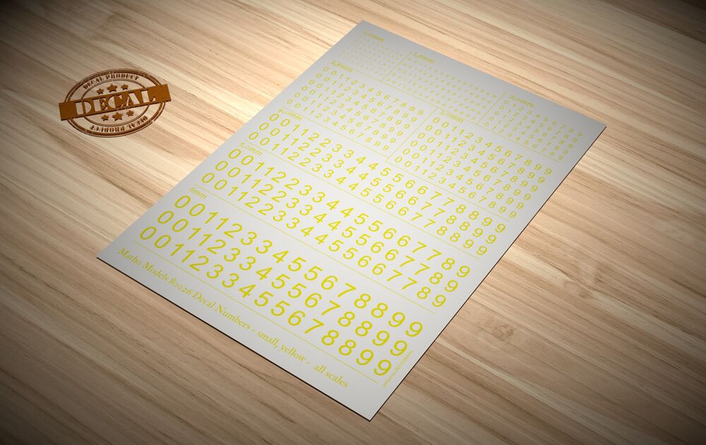 Decal Numbers - small, yellow