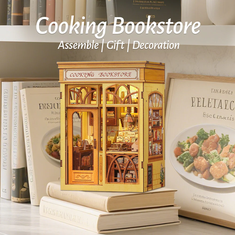 BOOK NOOK KIT - DIY- Cooking Bookstore - 156pc + LED Light