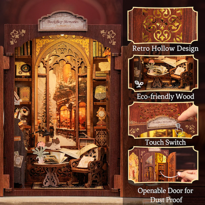 BOOK NOOK KIT - DIY - Memories Bookshop - 127pc + LED Light