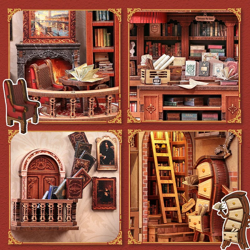 MINIATURE HOUSE - DIY- Thames Bookstore - 343pc + LED Light