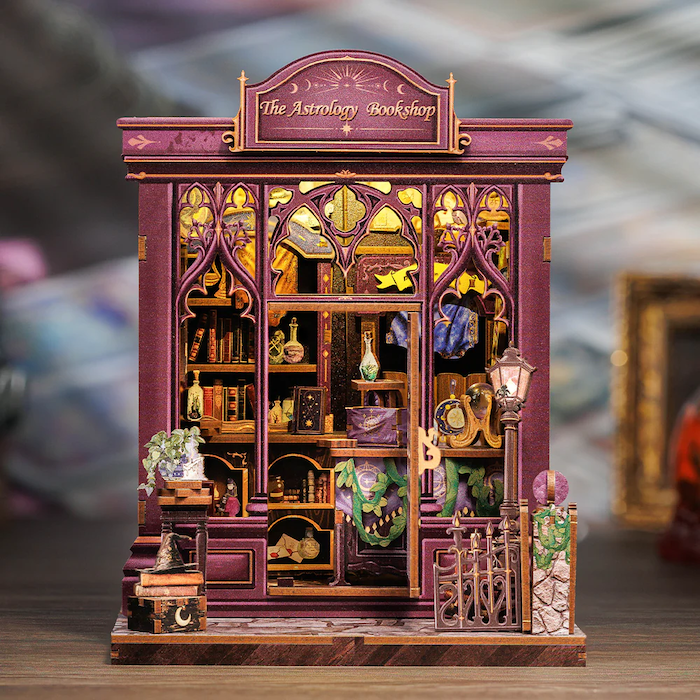 MINIATURE HOUSE - DIY - Astrology Bookshop - 155pc + LED Light