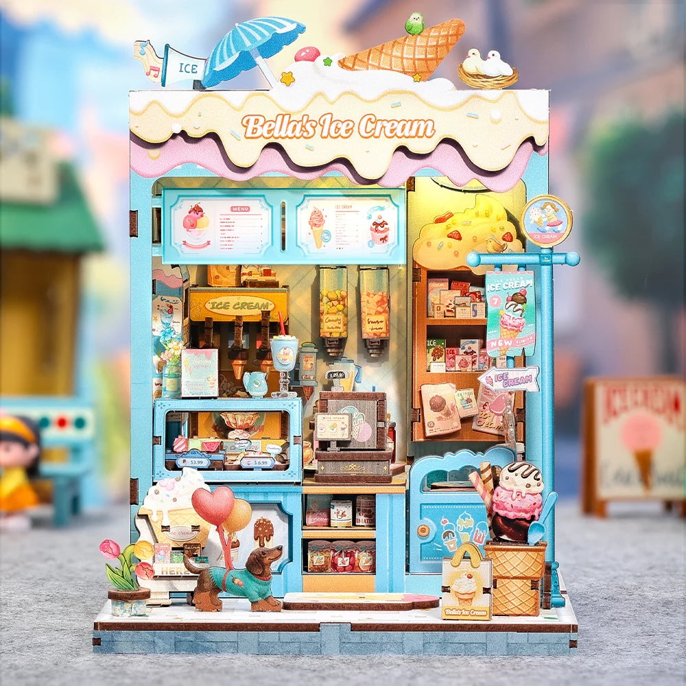 MINIATURE HOUSE - DIY - Bella's Ice Cream - 225pc + LED Light